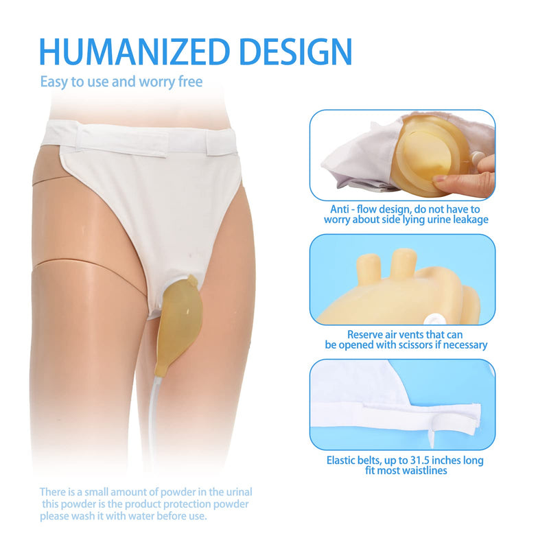 [Australia] - Wearable Urinal for Men, Protable Latex Material with Collection Urine Bag, Urinary Drainage Bag System,Skin-friendly and odorless (1000ml) (Universal style) Universal Style 