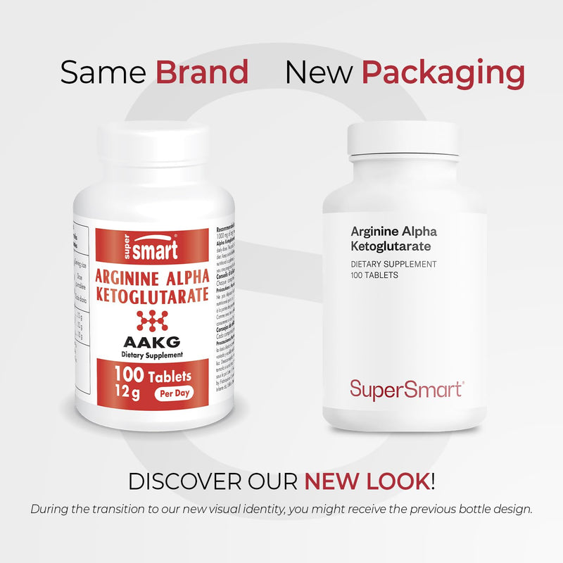 Supersmart - Arginine Alpha Ketoglutarate (AAKG) 1000 mg - Amino Acid Boost Immune System - Support Healthy Cardiovascular System & Muscle Mass | Non-GMO & Gluten Free - 100 Tablets