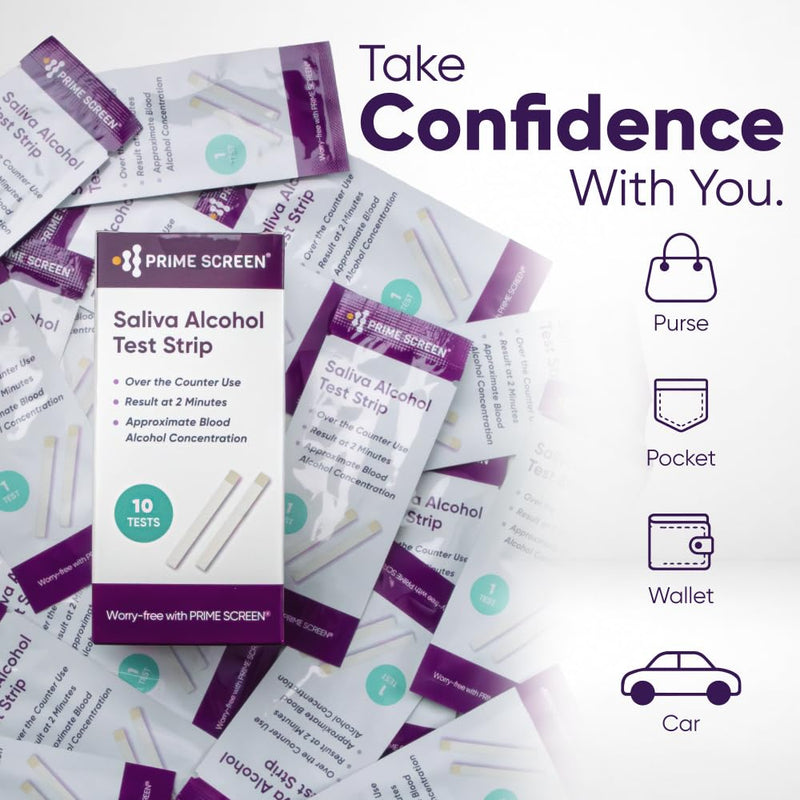 Prime Screen Saliva Alcohol Test Strip, High Accurate Home Test, Result in 2 Minutes - 10 Tests