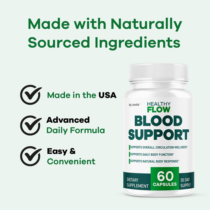 (5 Pack) Healthy Flow Blood Support - HealthyFlow Support Supplement Capsules Daily Premium Advanced Formula Pills - Maximum Strength, Vitamins for Overall Health & Wellness, 300 Capsules for 5 Months