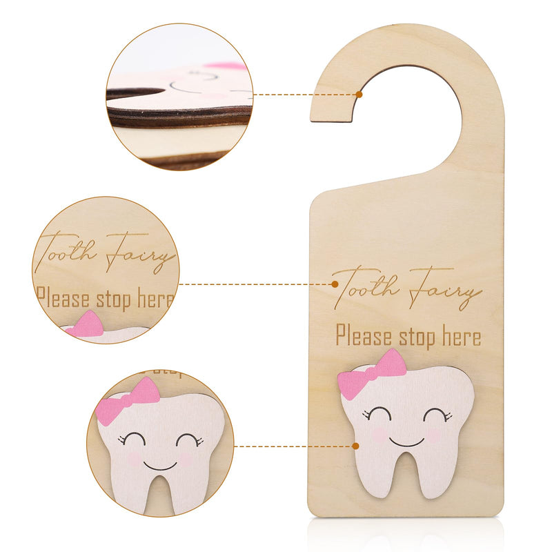 [Australia] - Cute Wooden Tooth Fairy Door Hanger with Money Holder, Comforting Kids with Lost Tooth, Encourage Gift for Boys Girls, Kids Room Pick up Box Sign Decor 