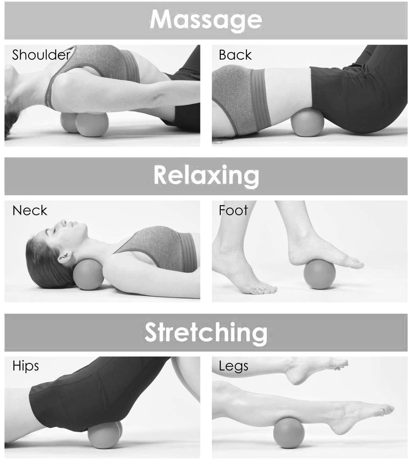 [Australia] - Peanut Massage Ball Roller Double Lacrosse Ball Acupoint Myofascial Release Muscle Knot Relaxer Mobility Trigger Point for Physical Therapy Self Deep Tissue Manual Massager Equipment Tool Set 4 