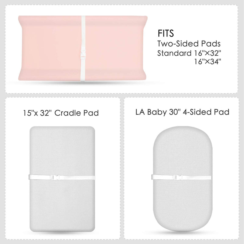[Australia] - TILLYOU Changing Pad Cover Set in Soft Jersey Material - Fits 32"/34''x16" Contoured Pad for Babies,Peachy Pink & Lt Gray 2 Piece Assortment 2-pack Peachy Pink & Lt Gray 