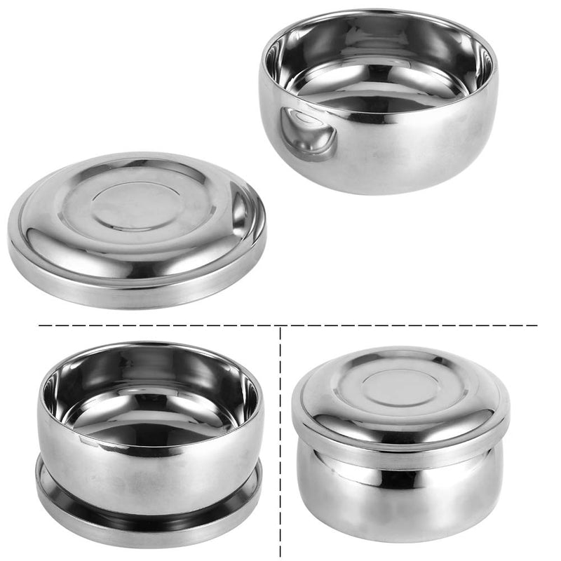 [Australia] - Bowl for storing shaving soap with lid for beard brush, bowl made of stainless steel shave shaving cup 
