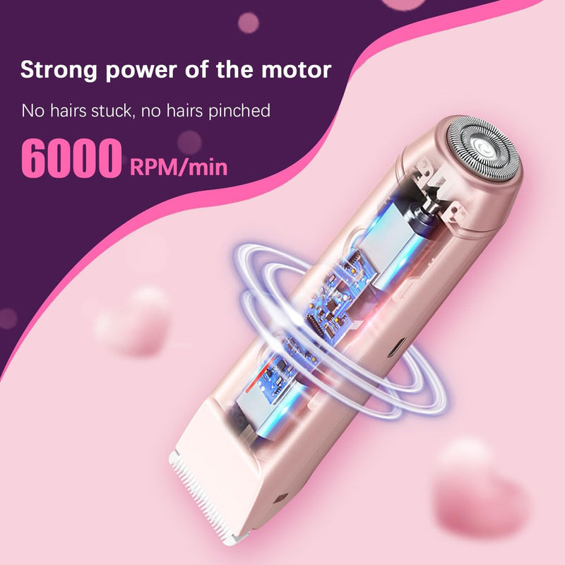 [Australia] - Bikini Trimmer for Women、Dermave Bikini Shaver 2-in-1 Dual Head Shaver Electric Razors for Women、Independent Control、 Ipx7 Waterproof 