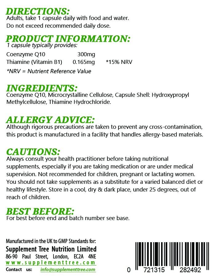 Co Enzyme Q10 CoQ10 300mg 60 Vegetarian Capsules | Trans from Naturally Fermented | Energy Heart Supplement | UK Manufactured GMP Guaranteed Quality 60 count (Pack of 1)