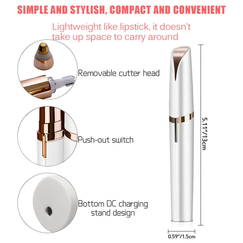 [Australia] - Eyebrow Trimmer for Women, Trimmer Electric, Portable Eyebrow Removal, Precision Eyebrow Trimmer Painless for Face, Eyebrows, Lips, Nose (White) 