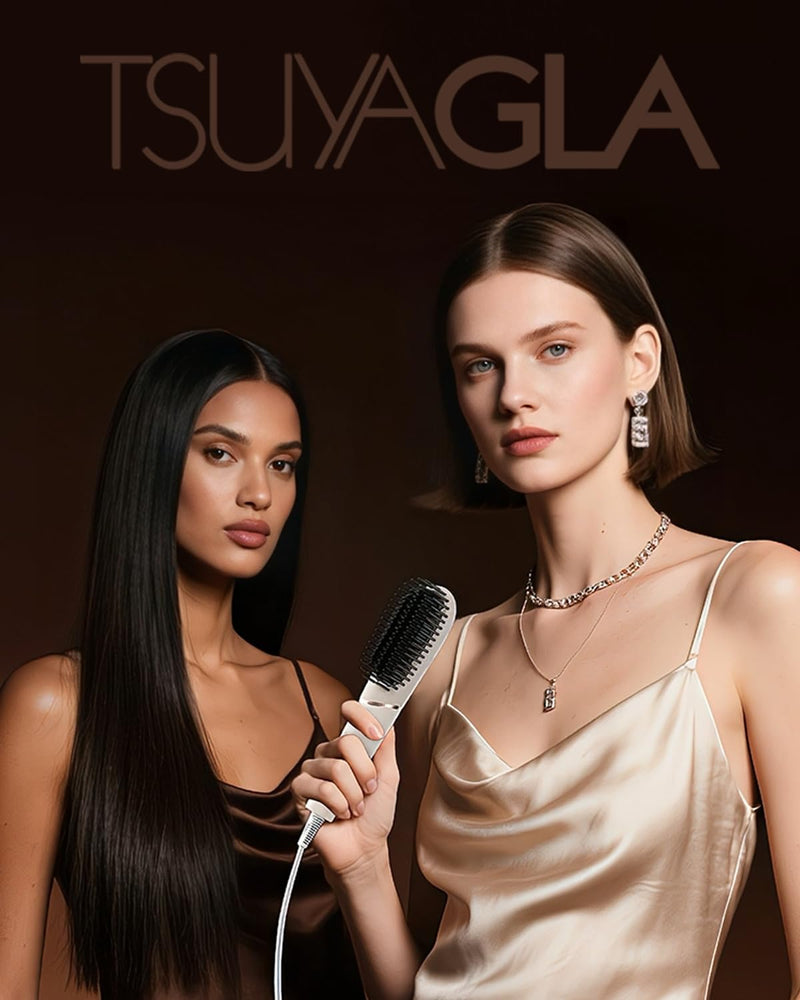 Hair Straightener Brush, Portable Ionic Hair Straighteners for Women 20s Fast Heated Negative, Dense Teeth Straightening Comb with 3 Temp Modes & 30 min Auto-Off, Dual Voltage