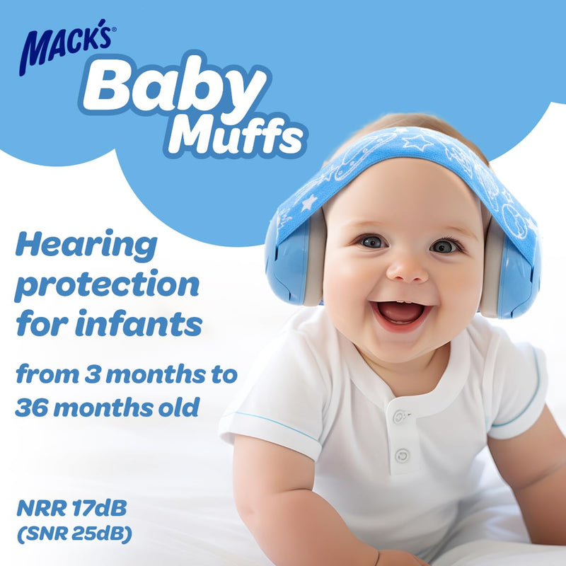 [Australia] - Mack's® Baby Muffs | Baby Ear Muffs Noise Protection | High NRR - 17 Decibels | Noise Cancelling Headphones for Babies & Toddlers | Ages 3-36 Months 