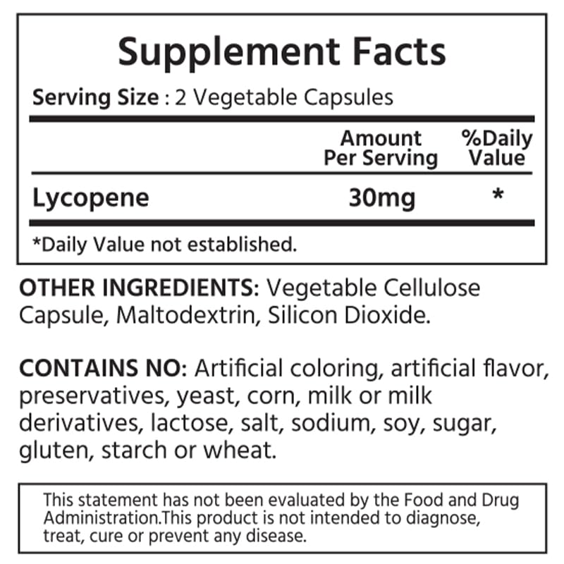 [Australia] - Natural Lycopene 30 mg 120 Vegetable Capsules. All-Natural from Tomatoes. Non-GMO. Antioxidant Supplement. 120 Count (Pack of 1) 