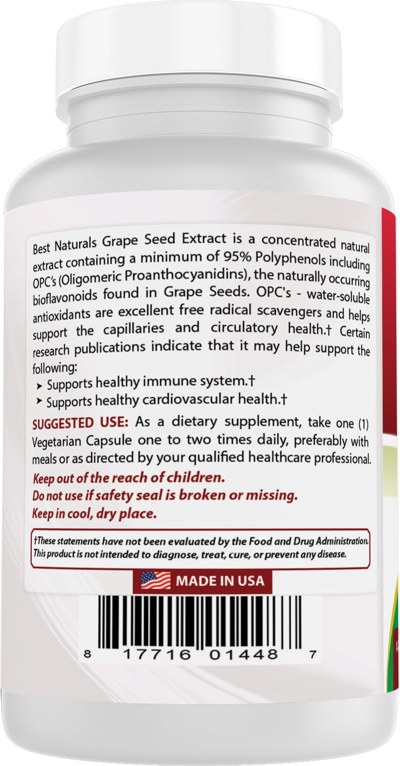 Best Naturals GrapeSeed Extract 400 mg Veggie Capsule, 120 Count (120 Count (Pack of 2))