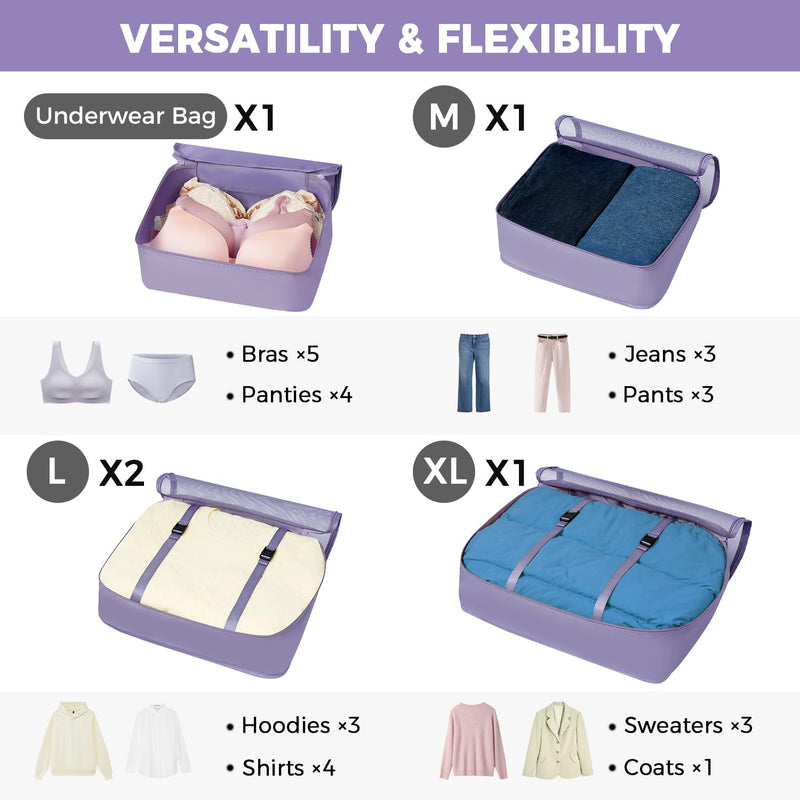 BAGAIL 8 Set Packing Cubes Luggage Packing Organizers for Travel Accessories-Dusty Purple Dusty Purple