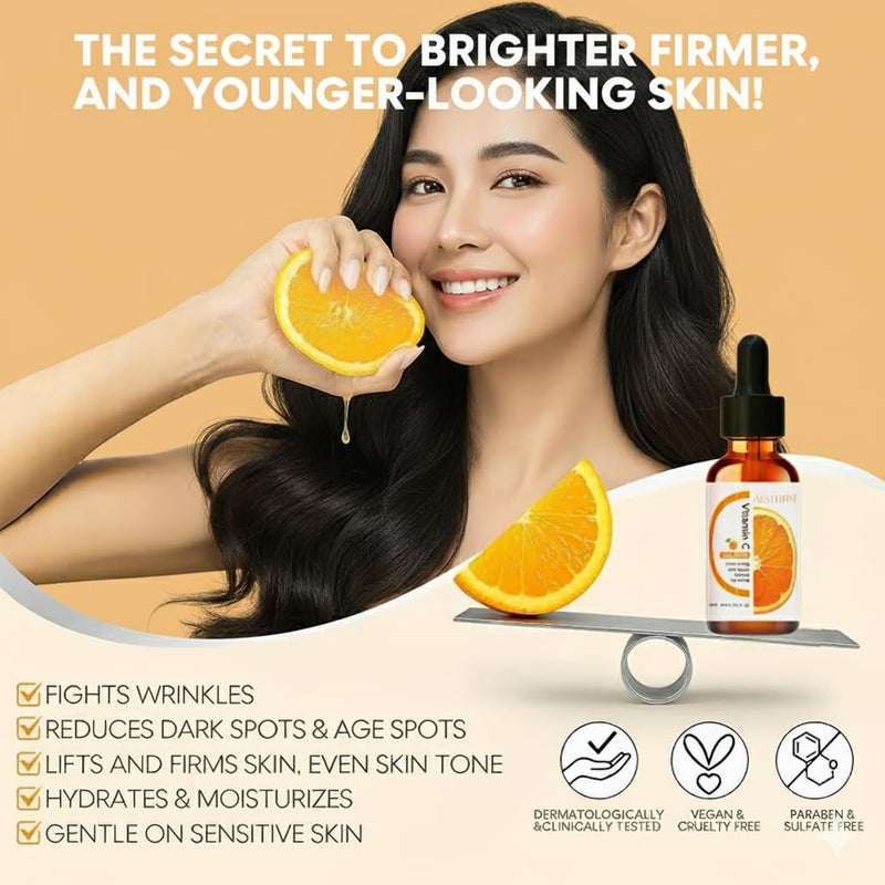 Elite Glow: Best Vitamin C Serum for Face with Vitamin E, Retinol & Hyaluronic Acid - Anti Aging Serum Erase Fine Lines, Dark Spots while Hydrate & Brighten All Skin Types of Men & Women | 1Fl Oz