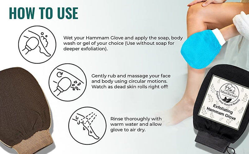 [Australia] - Natural Elephant Exfoliating Hammam Glove (Pure Black) Pure Black 