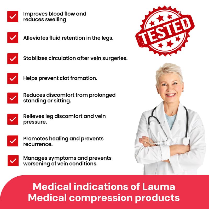 [Australia] - Lauma Medical 23-32 mmHg Compression Stockings Class 2 with Closed Toe, Varicose Veins, Frequent Swelling in Legs, Pain in Calves and Feet Beige L Size, Long 