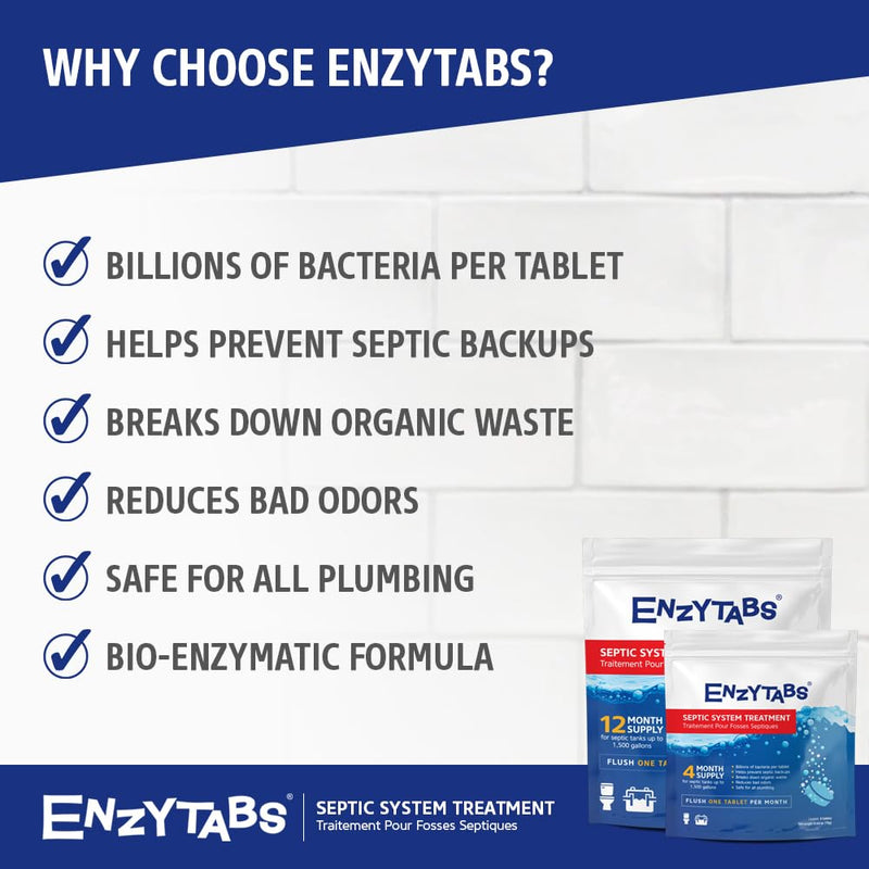 [Australia] - Septic Tank System Treatment, Billions of Enzyme Producing Bacteria Reduce Bad Odors and Help Prevent Backups, 4 Month Supply (4 tablets) 