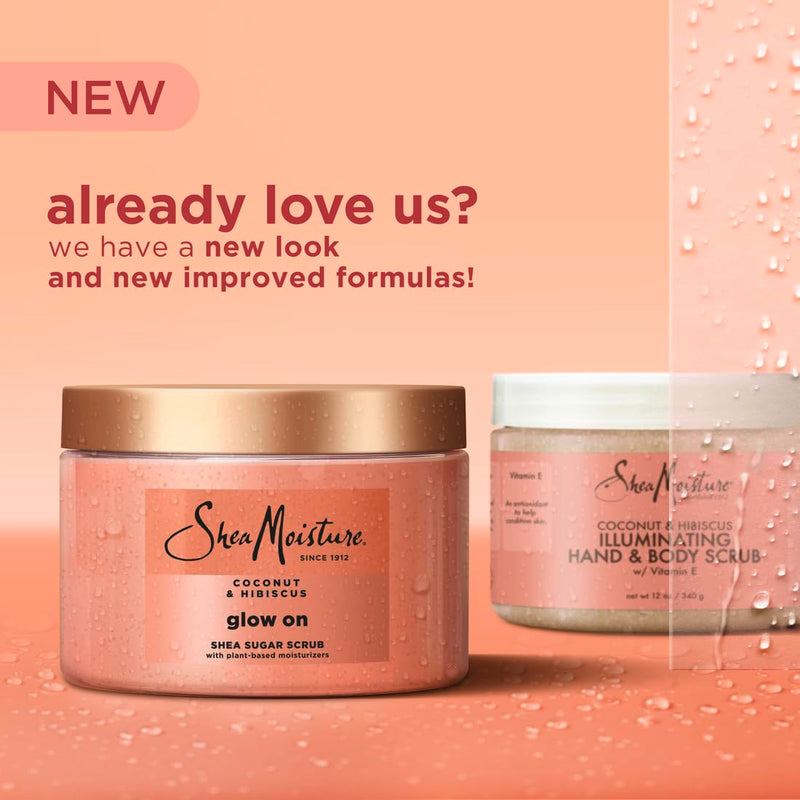 [Australia] - SheaMoisture Shea Sugar Body Scrub For Glowing Radiance Coconut Hibiscus Glowing Radiance Body Scrub With 24h Shea Moisture Nutrients 12 oz 