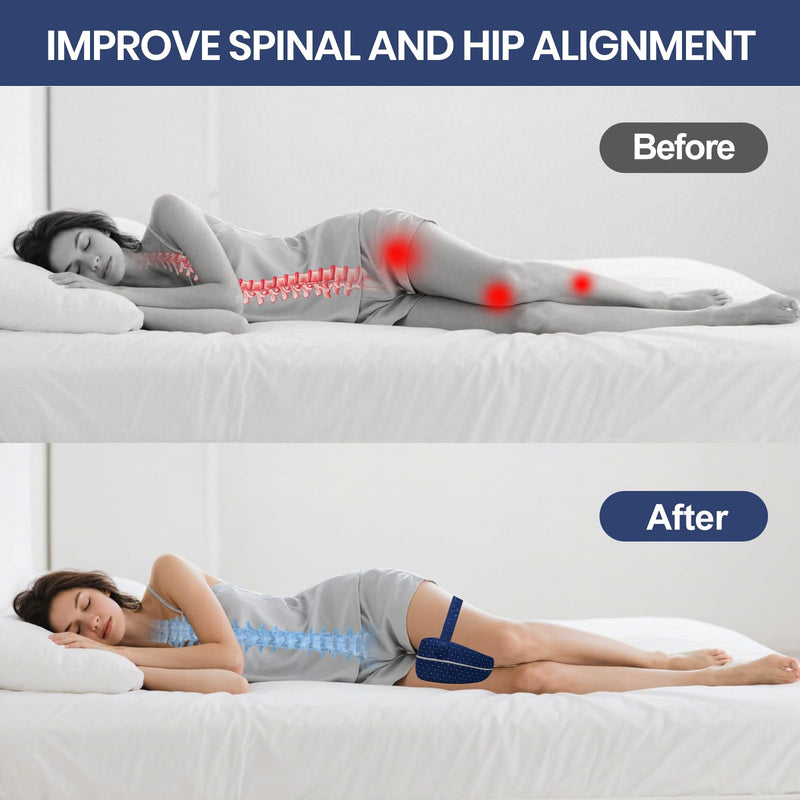 Knee Pillow for Side Sleepers, Alignment Pillows for Side Sleepers, Memory Foam Leg Pillow with Sleeping. Foam Support Pillow for Soothing Pain Relief for Sciatica - Adjustable Strap（Navy） Navy