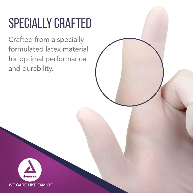 [Australia] - Dynarex Safe-Touch Disposable Latex Exam Gloves, Powder-Free, Used in Healthcare & Professional Settings, Bisque, 1 Box of 100 Gloves (Medium) 
