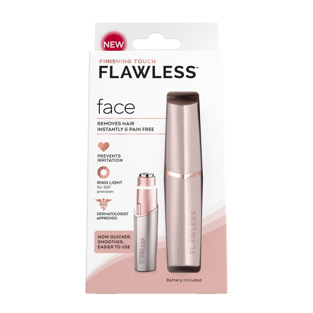 Finishing Touch Flawless Facial Hair Remover for Women, Rose Gold Electric Face Razor with LED Light, Recyclable Packaging New Version