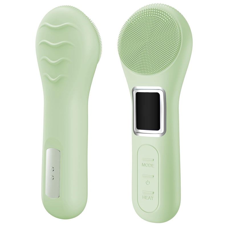 Facial Cleansing Brush, IPX7 Waterproof Rechargeable Silicone Face Scrubber, 5 Cleansing Modes Face Brush for Face Exfoliator, Exfoliating and Massaging Face Scrubber Exfoliator -Matcha Green Matcha