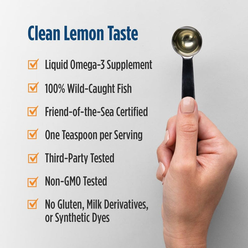 Nordic Naturals Omega-3 Liquid w/Vitamin D3, 1560mg EPA & DHA - 8oz | High-potency omega-3D liquid Omega-3 + 1000 IU Vitamin D3 per serving. Lemon-flavored. Heart, brain, bone & immune support.