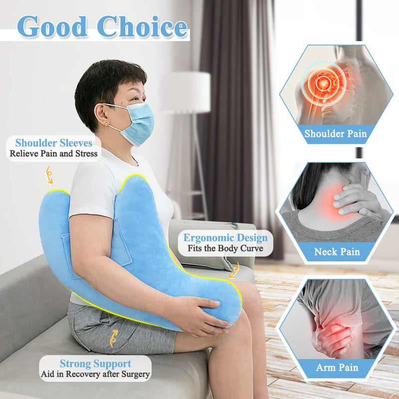 [Australia] - Shoulder Surgery Pillow for Sleeping Rotator Cuff Neck and Shoulder Pain Relief Side Sleeper Pillow Bed Wedge for Arm Surgery Pillow Armpit Shoulder Abduction Wedge Surgery Recovery Supplies Blue 