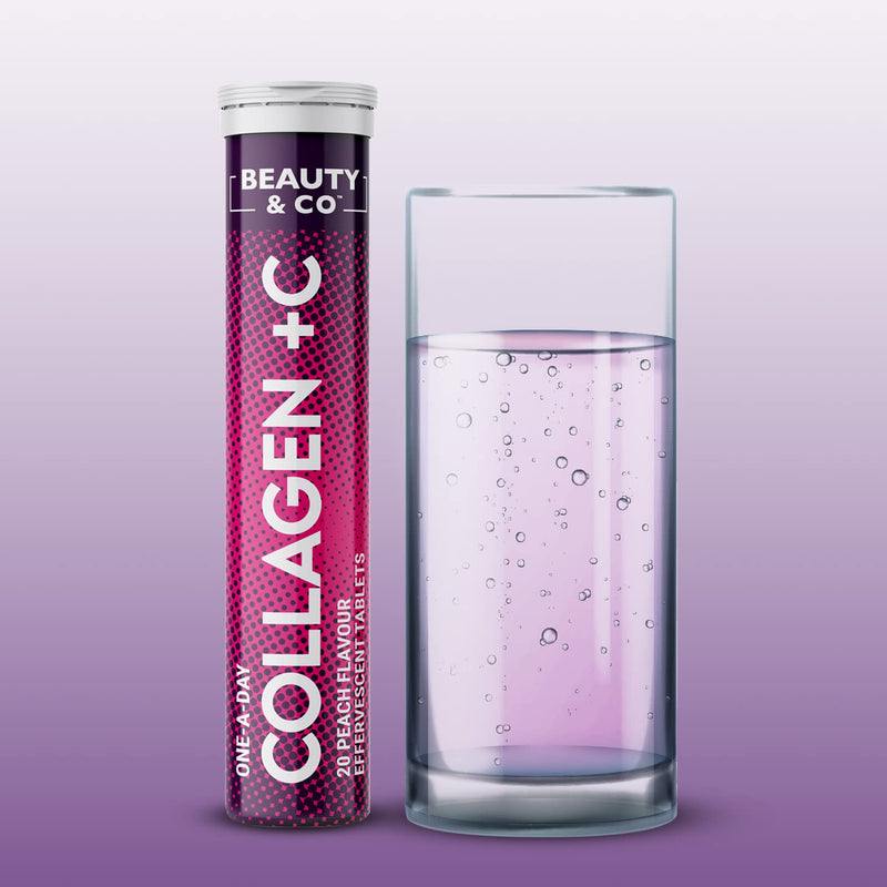 Collagen Effervescent - Marine Collagen & Vitamin C Supplement - 500mg Per Tablet (4 Tubes) Beauty & Co 20 count (Pack of 4)