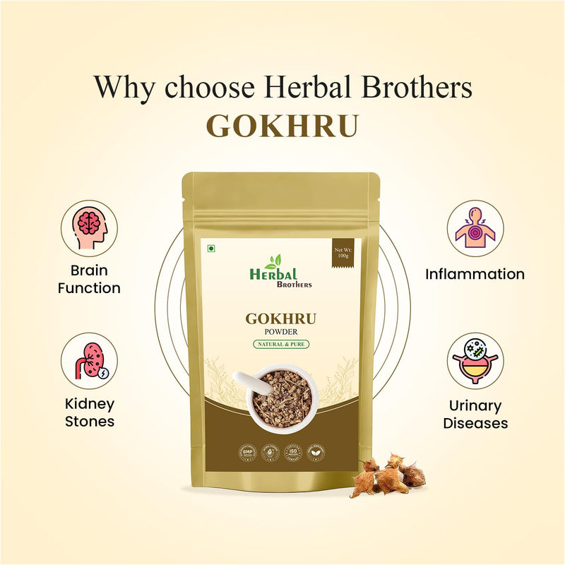 [Australia] - Organic Gokhru Powder | 100% Pure & Natural | Supports Kidney Health, Urinary Health & Vitality | Ayurvedic Herbal Supplement | 100 Gm Brown 1 