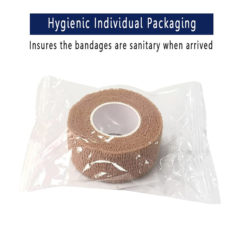 [24 Pack-1"x5Yards]MINGYUE Self Adhesive Bandage Wrap,Athletic Tape,Sports Tape,Wrist and Ankle Wrap Tape,Cohesive Bandage for Vet Tape(Skin Color) 24rolls Skin