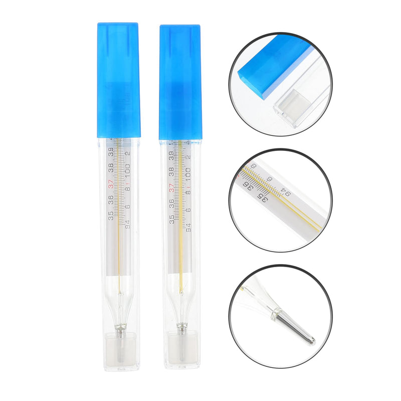 [Australia] - Toyvian 2pcs Oral Thermometer for Adults - Glass Thermometer Armpit Fast Reading Fever Indicator for Adults and Kids (Double Scale) 
