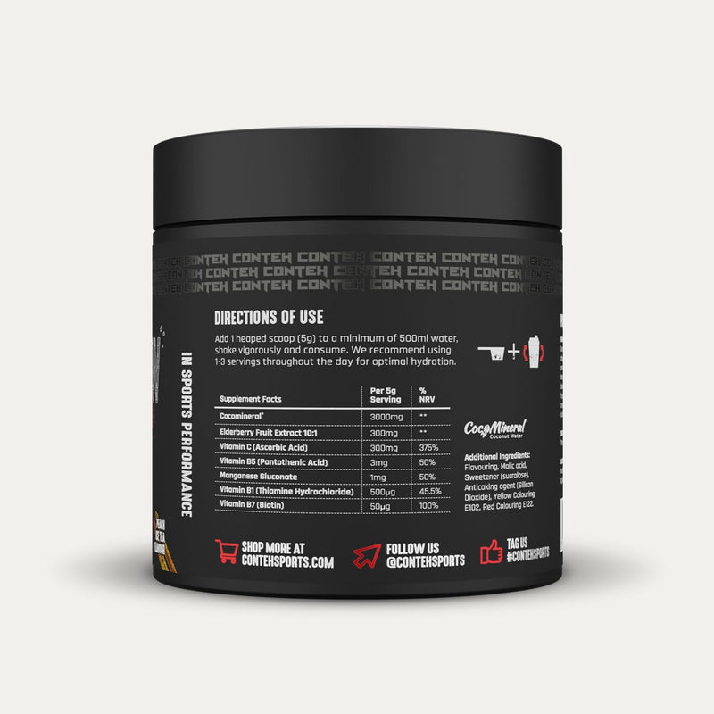 Conteh Sports Hydra Flow Electrolyte Powder - Daily Hydration with Vitamins & CocoMineral - Lemon & Raspberry - 30 Servings Lemon Raspberry