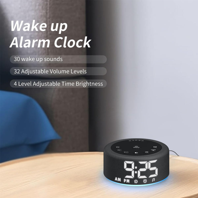[Australia] - 【3 in 1】 Sound Machine Alarm Clock Night Light White Noise Machine with 27 Sleeping Sounds for Baby Kids Adults 32 Level Volume Auto Off Timer Memory Function Digital Clock with 30 Wake Up Sounds Light black 