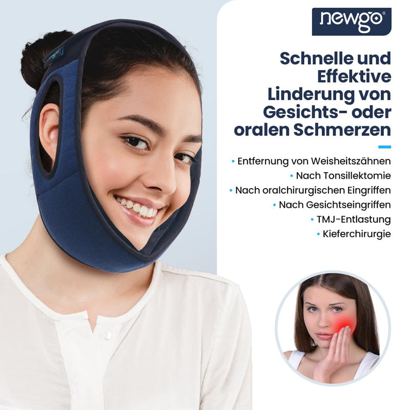 [Australia] - NEWGO Cooling Pads Wisdom Tooth Cooling Compress, Ice Pack for Jaw Pain Relief, TMJ, Oral Surgery, Tooth Removal & Dental Implants, 4 Hot Cold Packs Reusable-Dark Blue 