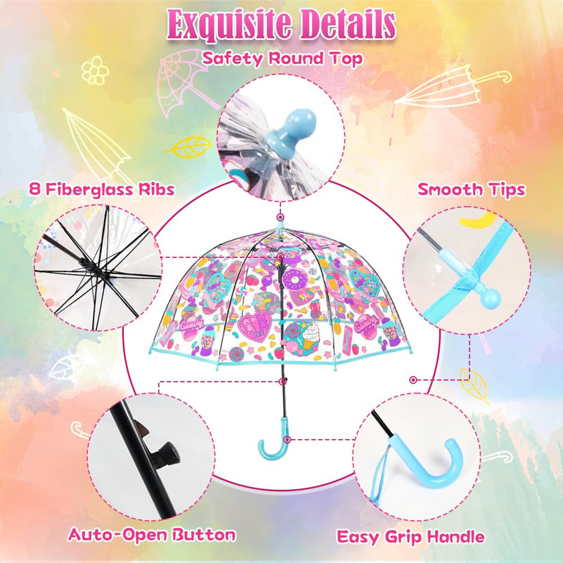 Inverted Reverse Umbrella with C-shaped Handle Windproof Upside Down Umbrellas for Rain and Kids Clear Bubble Umbrella Transparent Dome See Through Child Umbrellas for Rain Boys
