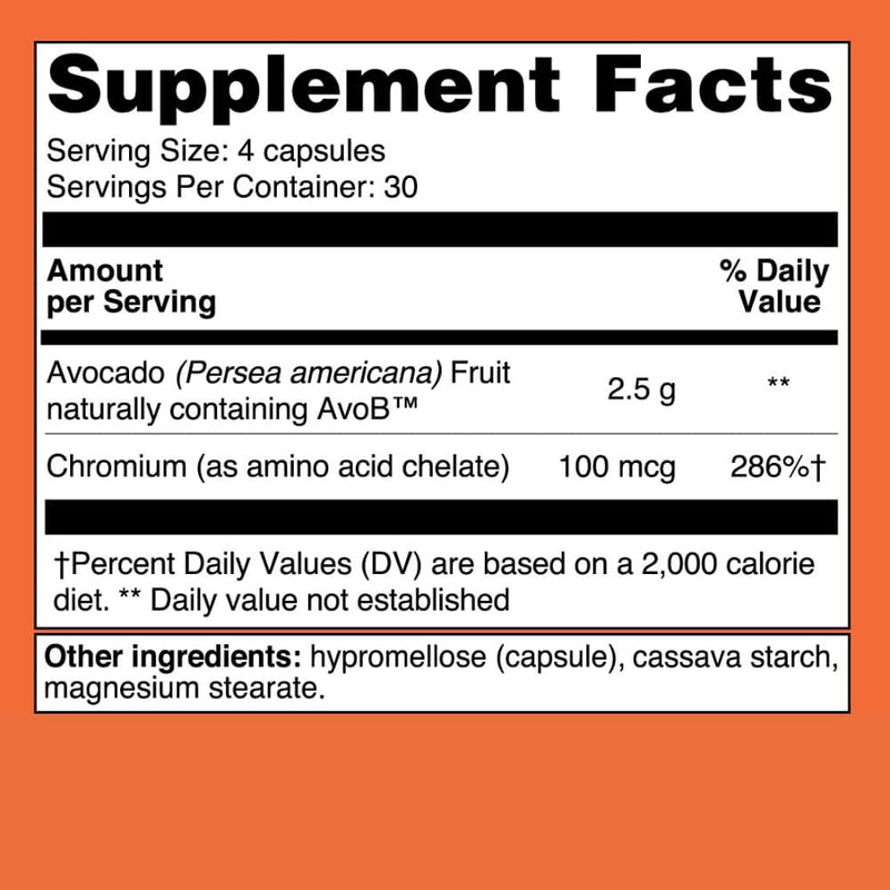 [Australia] - Metabolism Capsules | Energy Support Supplement | Advanced Natural Support | Curb Sugar Cravings | with Avocado Based AvoB and Chromium | 120 Count 