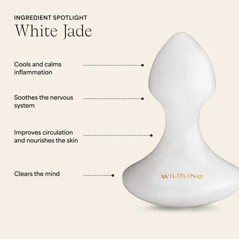 WILDLING Lumin Mushroom | Facial Massage Stone | Made with White Jade | Designed to Cool + De-puff + Calm the Skin | Perfect with Lumin Oil