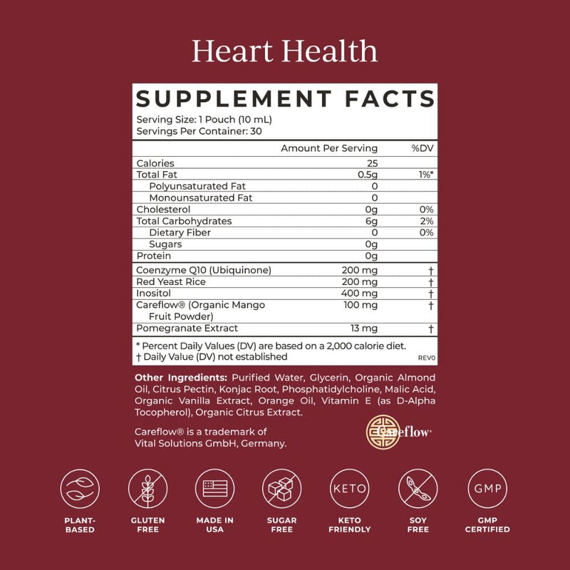 [Australia] - CYMBIOTIKA Heart Health Supplement with CoQ10, Red Yeast Rice & Inositol, Gluten Free Supplements to Support Circulation & Aging, Organic Orange Cream Flavor, 30 Pack 