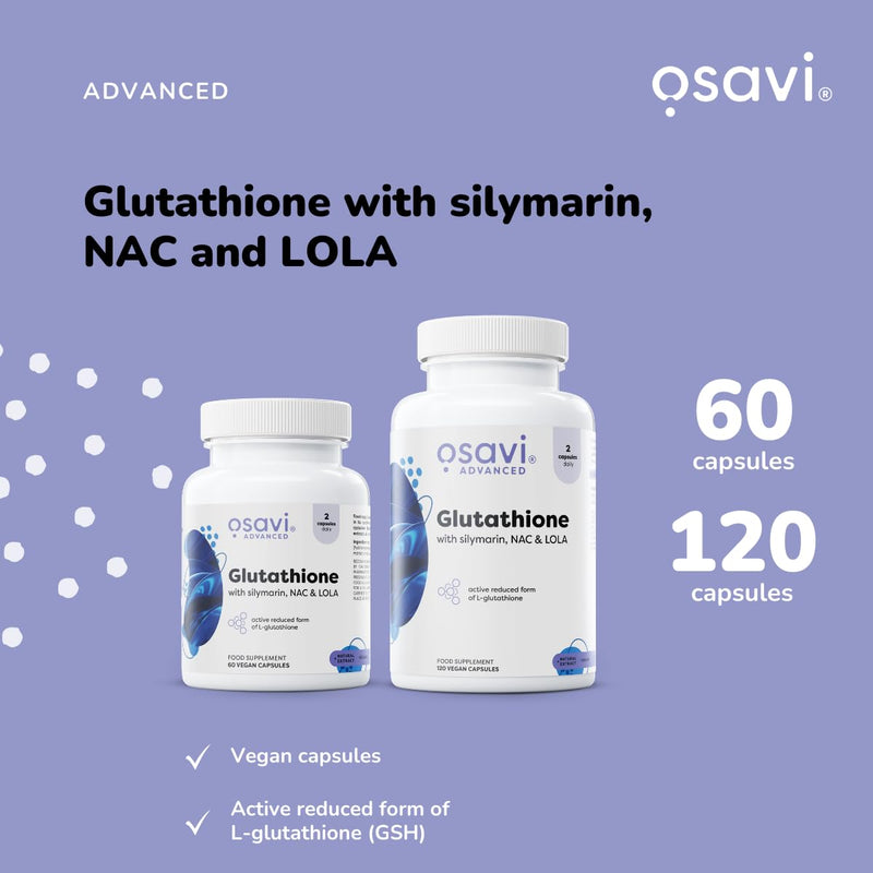 Osavi Glutathione with NAC, Silymarin & LOLA – 120 Vegan Capsules | Reduced L-Glutathione (GSH) | Milk Thistle Extract 80% Silymarin | Supports Liver & Bile Function | with N-Acetyl-L-Cysteine