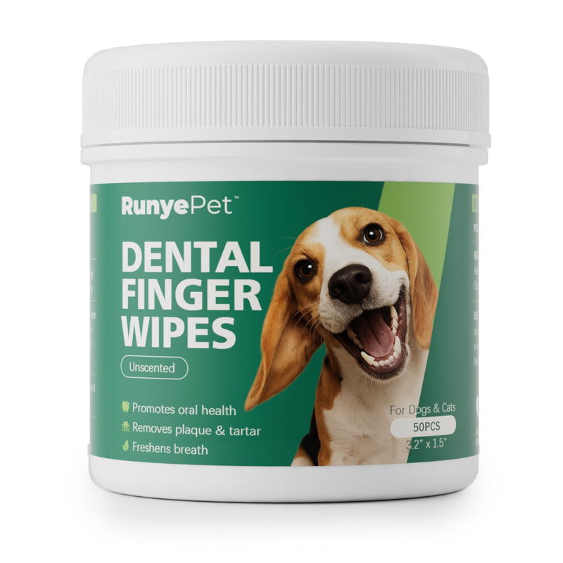 [Australia] - Pet Dental Finger Wipes for Dog & Cats, Remove Bad Breath by Removing Plaque and Tartar Buildup No-Rinse Dog Finger Toothbrush, Disposable Gentle Cleaning & Gum Care Pet Wipes, 50 Counts 50 Ct Finger Wipes 50ct 