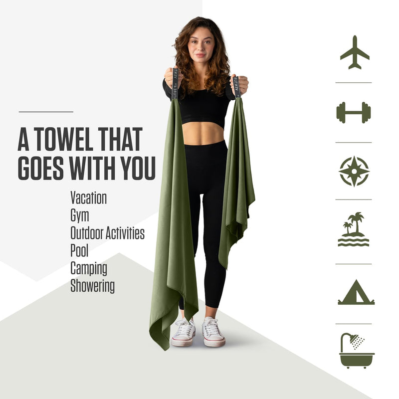 VENTURE 4TH Travel Toiletry Bag & Quick Dry Towel Set - Ideal Travel Bundle for Camping, Hiking, Backpacking and Business Trips - Size L Travel Towel