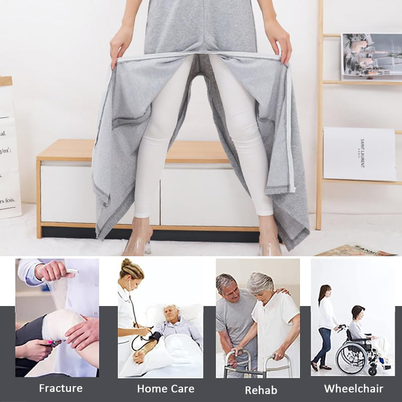 [Australia] - Unisex Side Zipper Bedridden Patient Clothing,Patient Pants,Tear Away Pants,Soft Cotton Material Gray1 3X-Large 