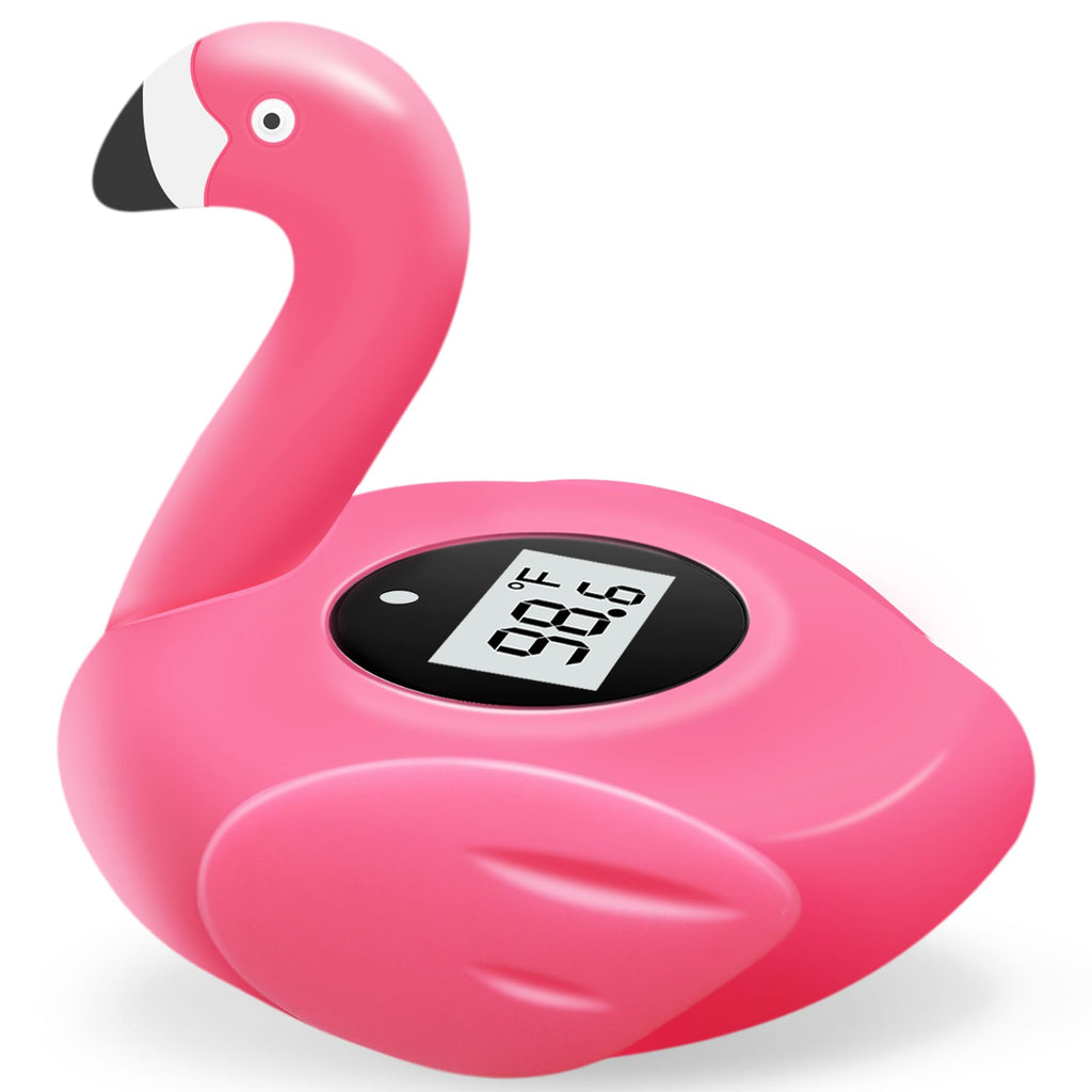 Rechargeable Baby Bath Thermometer Newborn with Light, BPA-Free Flamingo Bath Thermometer Baby Safety, IP68 Waterproof Bathtub Thermometer Floating Bath Toy,Baby Water Temp & Room Thermometer