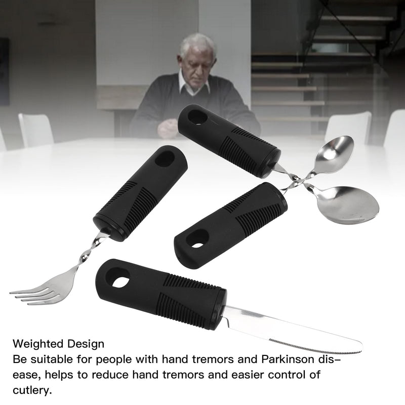 Weighted Cutlery for Parkinson's Patients Arthritis Aid Spoon Fork Knife Adaptive Utensil Set