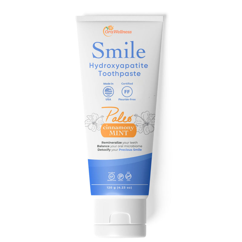 OraWellness Smile Hydroxyapatite Toothpaste with Remineralizing Xylitol & Non Nano Hydroxyapatite, Cinnamony Mint Toothpaste, American Made Fluoride Free Natural Tooth Repair & Teeth Whitening, 4.23oz Paleo-Cinnamony-Mint