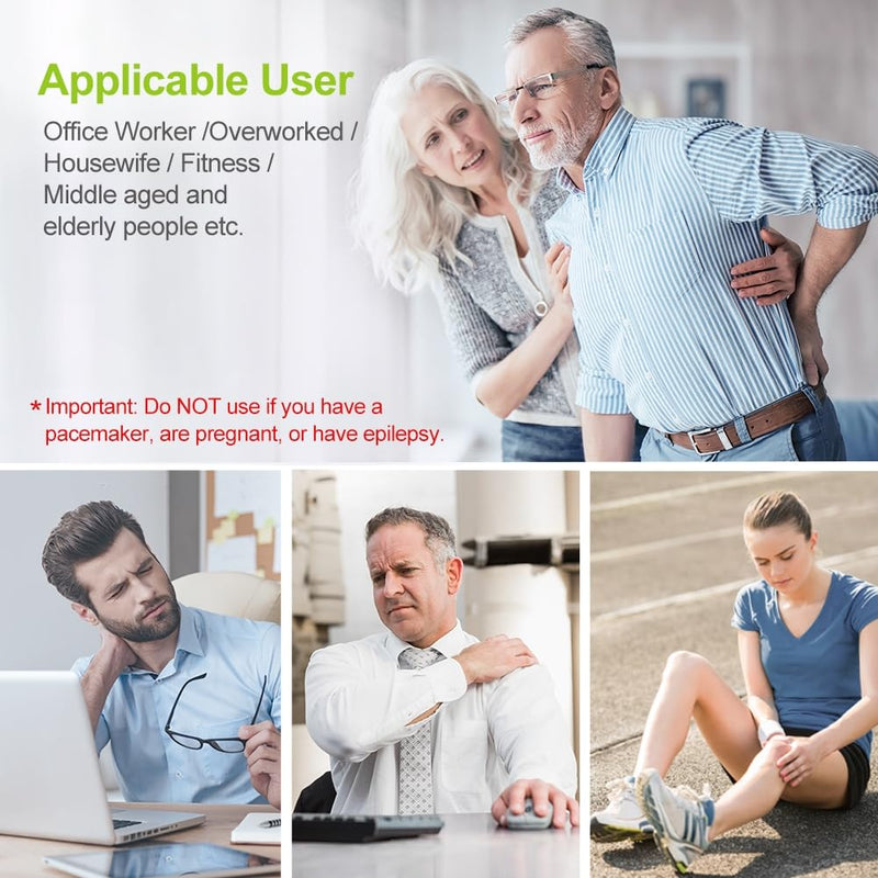 [Australia] - AUVON Rechargeable TENS Unit Muscle Stimulator, 24 Modes 4th Gen TENS Machine with 8pcs 2"x2" Premium Electrode Pads for Pain Relief A-silver 