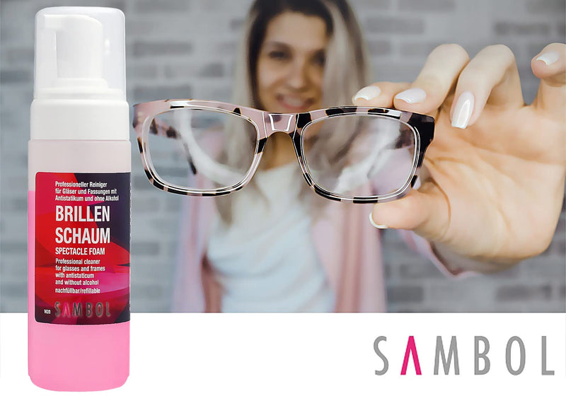 [Australia] - Sambol glasses cleaner cleaning foam (150 ml) without alcohol | streak-free | for gentle and professional cleaning of glasses, displays, monitors and visors 150 ml (pack of 1) 