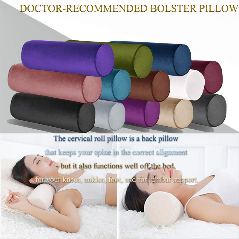 [Australia] - Tinbolunce Memory Foam Roll Pillow for Knee/Leg/Neck - Full Moon Bolster/Round Cylinder Pillow for Sleeping on Side or Back - Removable Cooling Cover Length 18" x 6" Diameter (Navy Blue) Navy Blue 18X6 
