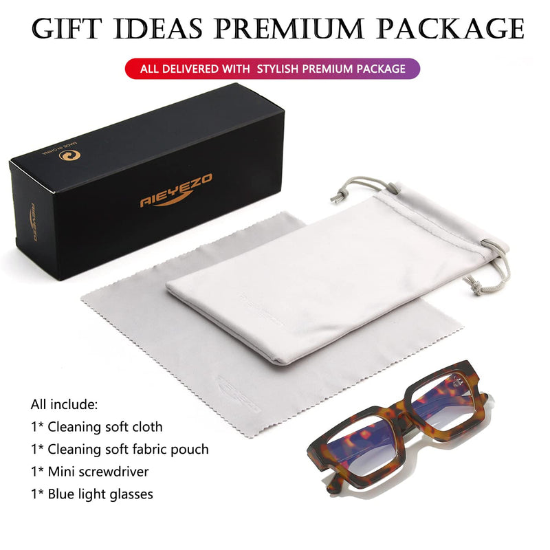 [Australia] - AIEYEZO Square Thick Frame Glasses for Women Men Fashion Blue Light Glasses Trendy Chic Computer Eyeglasses Tortoise 54 Millimeters 