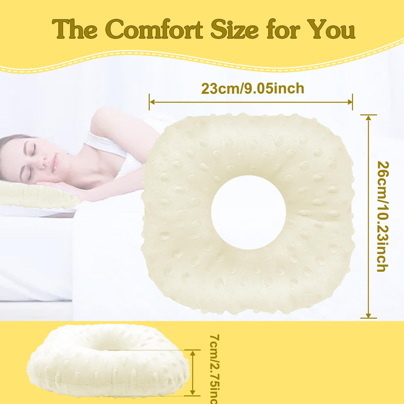 [Australia] - Ear Piercing Pillow, Side Sleeper Pillow with an Ear Hole, Ear Protector Pillow for Ear Pain CNH Piercing Pain Relief Sleeping Pressure Sores, Minky Dot Beige (Squre) 